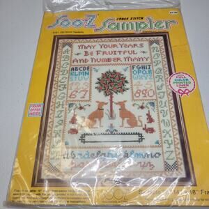 SOO-Z SAMPLER Old World Tapestry - Sealed - Vintage Cross Stitch - 14" x 18"